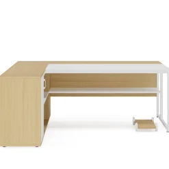 Store Tribesigns Large L - Shaped Desk, 71 inch Executive Desk with Shelves & Cabinet