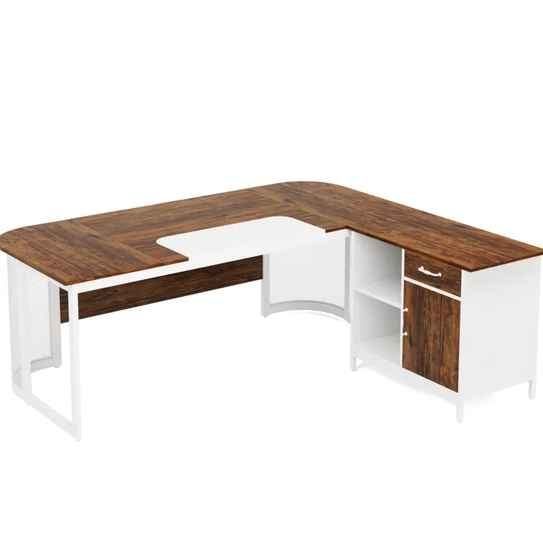 Cheap Tribesigns Large L-Shaped Desk, 63" Executive Desk with 31" Drawer Cabinet