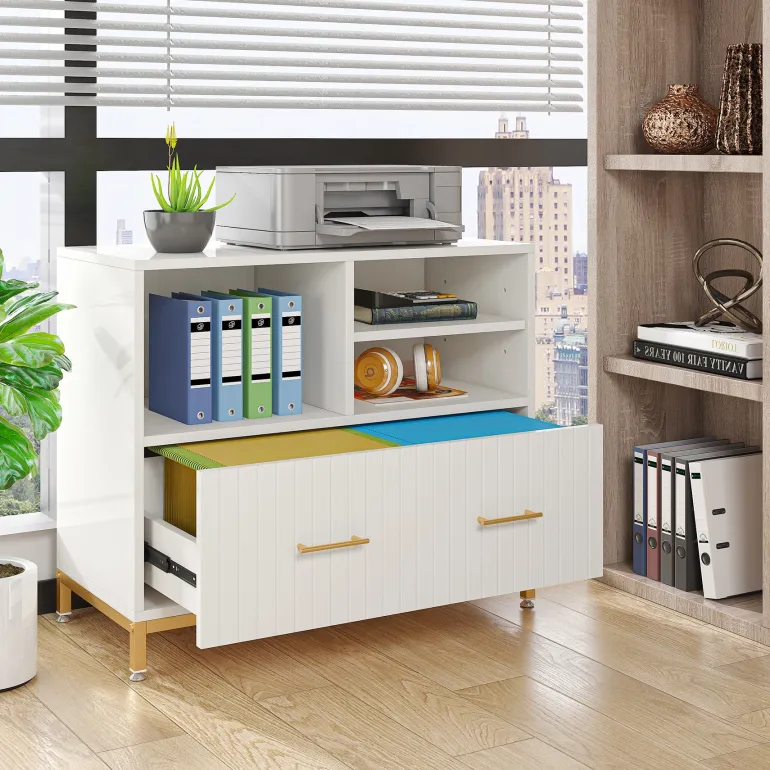 Flash Sale Tribesigns Lateral File Cabinet Printer Stand with Drawer & Open Storage Spaces