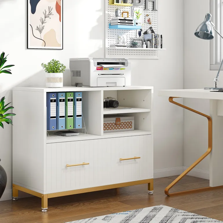 Flash Sale Tribesigns Lateral File Cabinet Printer Stand with Drawer & Open Storage Spaces