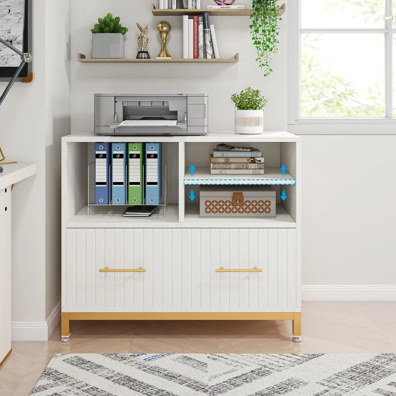Flash Sale Tribesigns Lateral File Cabinet Printer Stand with Drawer & Open Storage Spaces