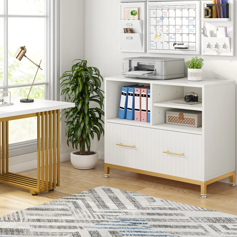 Flash Sale Tribesigns Lateral File Cabinet Printer Stand with Drawer & Open Storage Spaces