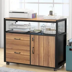 Outlet Tribesigns Lockable File Cabinet Printer Stand with Drawers & Caster
