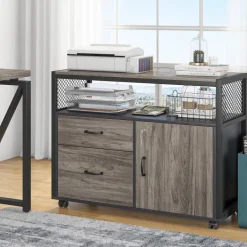 Outlet Tribesigns Lockable File Cabinet Printer Stand with Drawers & Caster