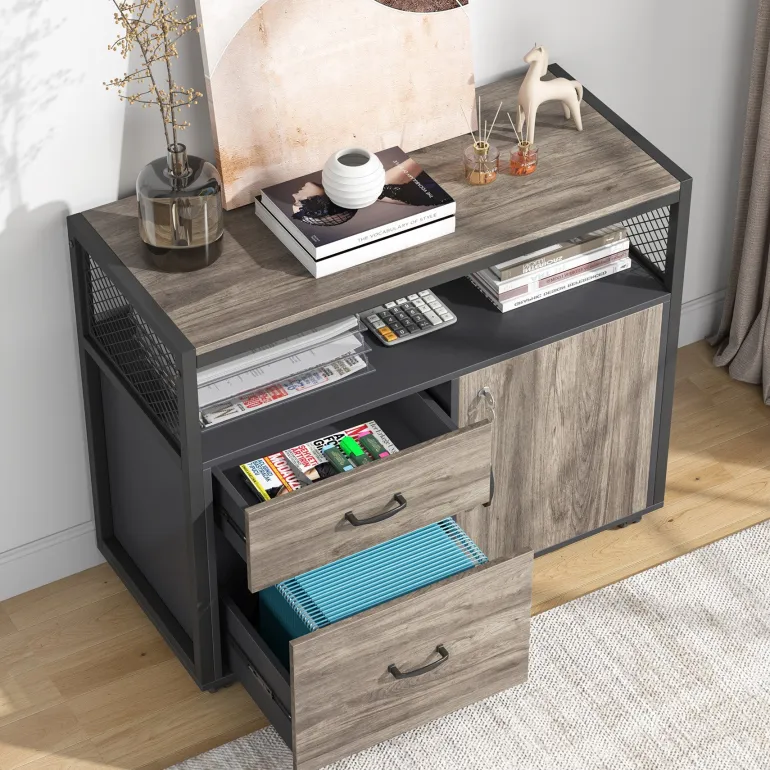 Outlet Tribesigns Lockable File Cabinet Printer Stand with Drawers & Caster