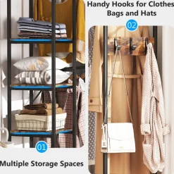 Discount Tribesigns L-Shaped Clothes Rack, Corner Garment Rack with Storage Shelves