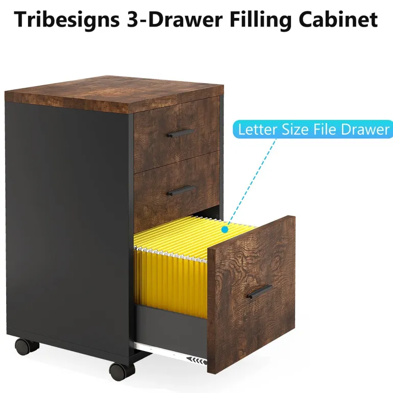 Fashion Tribesigns L-Shaped Desk, 83" Corner Executive Desk with Mobile File Cabinet