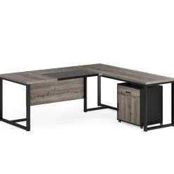 Online Tribesigns L-Shaped Desk, 70.8’’ Executive Desk with Mobile File Cabinet