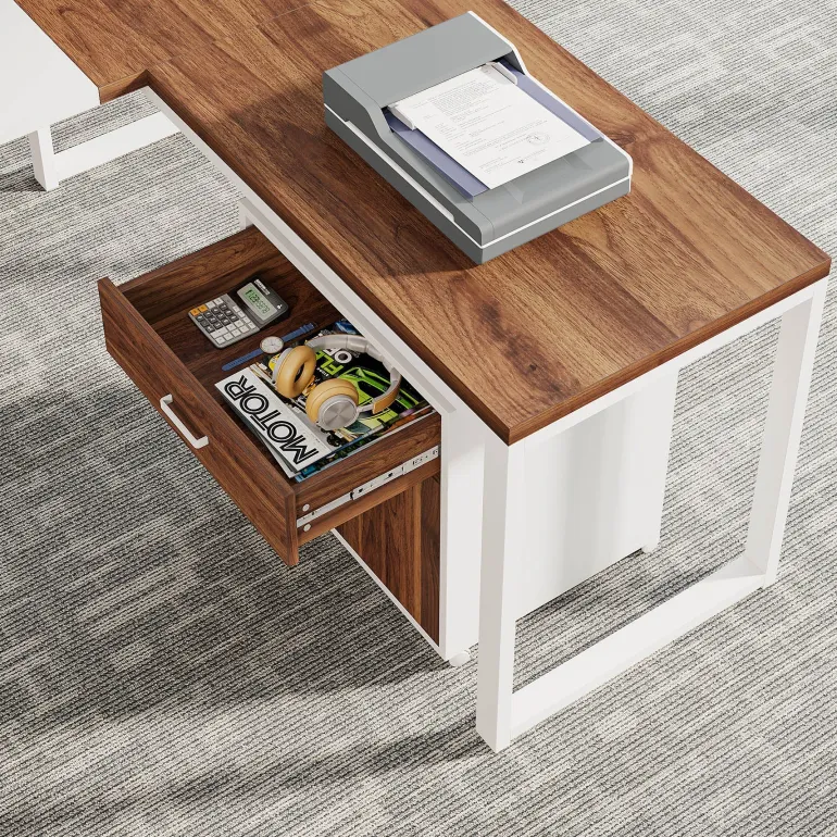 Online Tribesigns L-Shaped Desk, 70.8’’ Executive Desk with Mobile File Cabinet