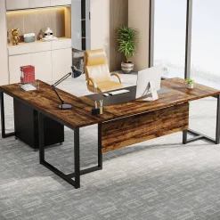Online Tribesigns L-Shaped Desk, 70.8’’ Executive Desk with Mobile File Cabinet