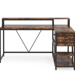 Flash Sale Tribesigns L-Shaped Desk, Industrial Corner Desk with Drawer & Storage Shelves
