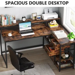 Flash Sale Tribesigns L-Shaped Desk, Industrial Corner Desk with Drawer & Storage Shelves