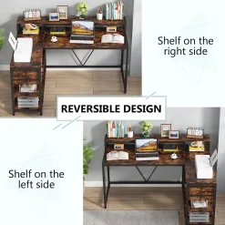 Flash Sale Tribesigns L-Shaped Desk, Industrial Corner Desk with Drawer & Storage Shelves