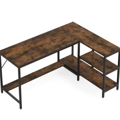 Shop Tribesigns L-Shaped Desk, Reversible Corner Computer Desk with Storage Shelves