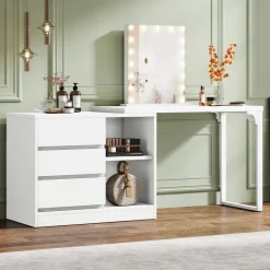 Outlet Tribesigns Makeup Vanity, Dressing Table With 3 Drawers And Storage Shelves