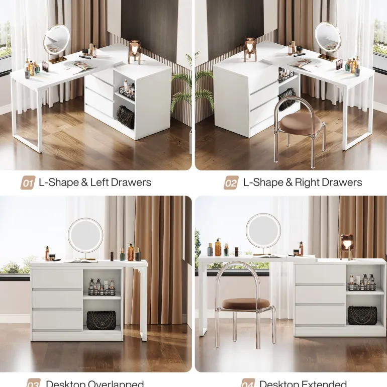 Outlet Tribesigns Makeup Vanity, Dressing Table With 3 Drawers And Storage Shelves