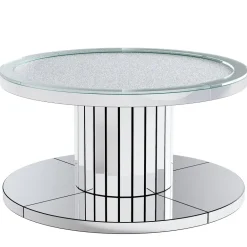 Clearance Tribesigns Mirrored Coffee Table, 29.5" Center Table 2 - Tier Snack Table