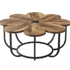 Outlet Tribesigns Modern Coffee Table, Flower - Shaped Center Table with Faux Marble Tabletop