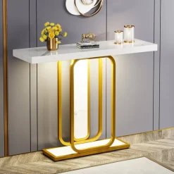 Flash Sale Tribesigns Modern Console Table, 41" Faux Marble Sofa Table with LED Lights