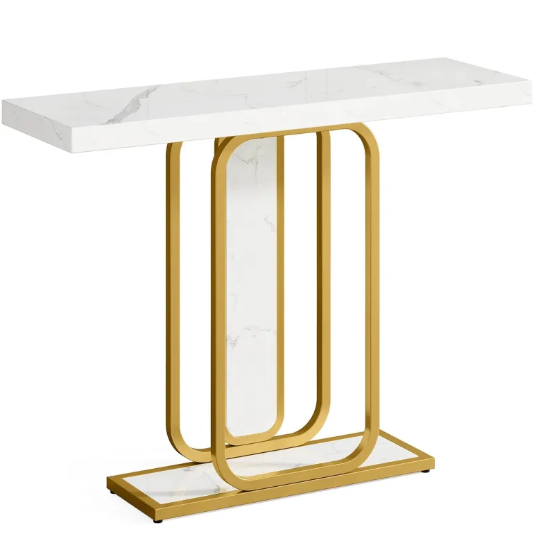 Flash Sale Tribesigns Modern Console Table, 41" Faux Marble Sofa Table with LED Lights