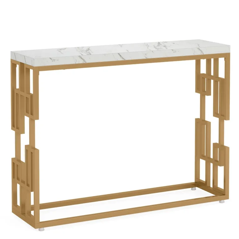 Fashion Tribesigns Modern Console Table, 42.5" Sofa Foyer Table with Faux Marble Tabletop