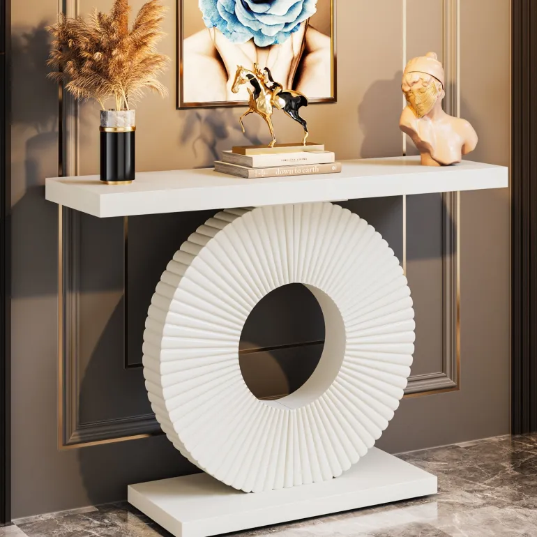 Clearance Tribesigns Modern Console Table 40" Wood Sofa Table with Geometric Base