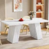 Cheap Tribesigns Modern Dining Table, 63" Faux Marble Kitchen Dinner Table for 4 - 6