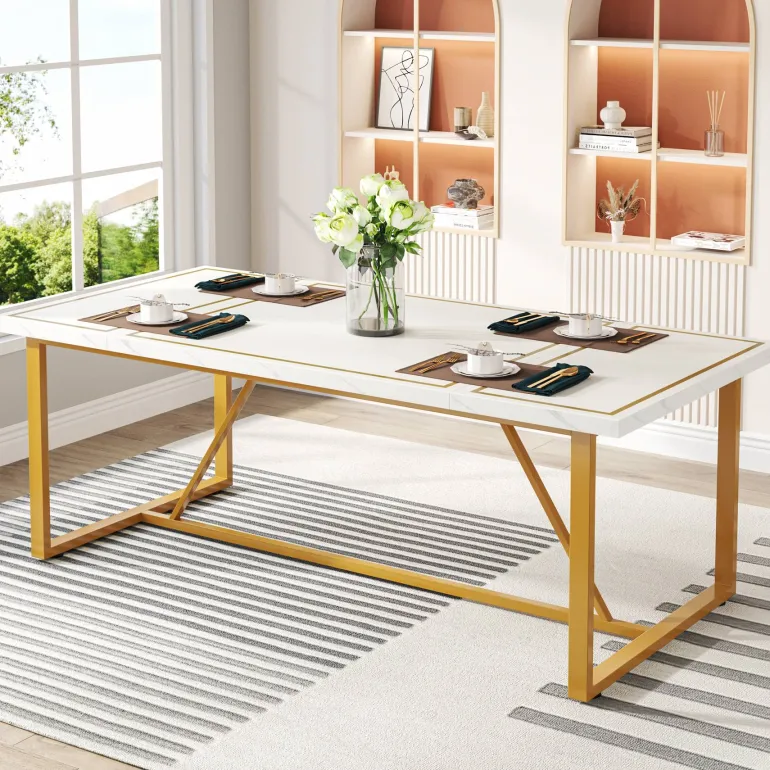 Cheap Tribesigns Modern Dining Table, 70.9" Rectangle Dinner Table for 6-8 People