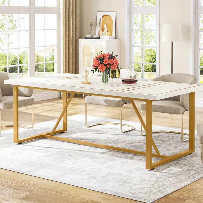 Cheap Tribesigns Modern Dining Table, 70.9" Rectangle Dinner Table for 6-8 People