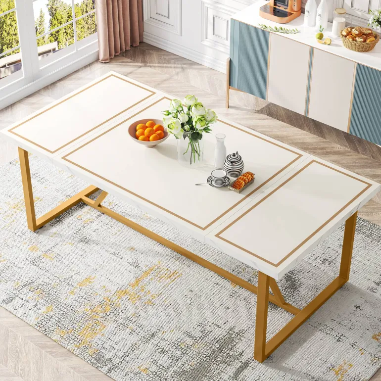 Cheap Tribesigns Modern Dining Table, 70.9" Rectangle Dinner Table for 6-8 People