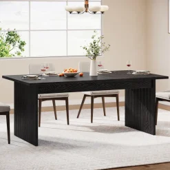 Best Sale Tribesigns Modern Dining Table, 63" Rectangular Kitchen Table for 6 People