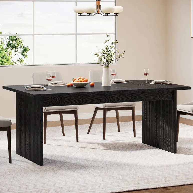 Best Sale Tribesigns Modern Dining Table, 63" Rectangular Kitchen Table for 6 People