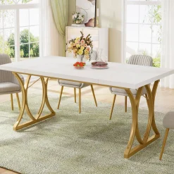 Best Sale Tribesigns Modern Dining Table, Rectangle Kitchen Table Dinner Table for 6 People