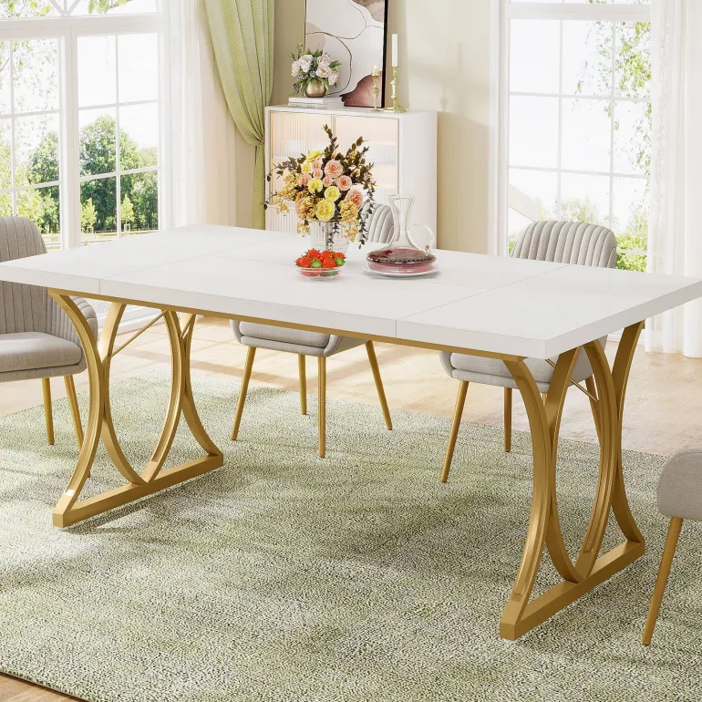 Best Sale Tribesigns Modern Dining Table, Rectangle Kitchen Table Dinner Table for 6 People
