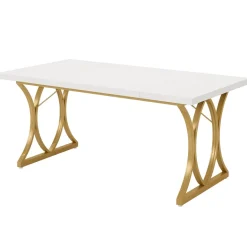 Best Sale Tribesigns Modern Dining Table, Rectangle Kitchen Table Dinner Table for 6 People