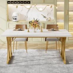 Best Sale Tribesigns Modern Dining Table, Rectangle Kitchen Table Dinner Table for 6 People