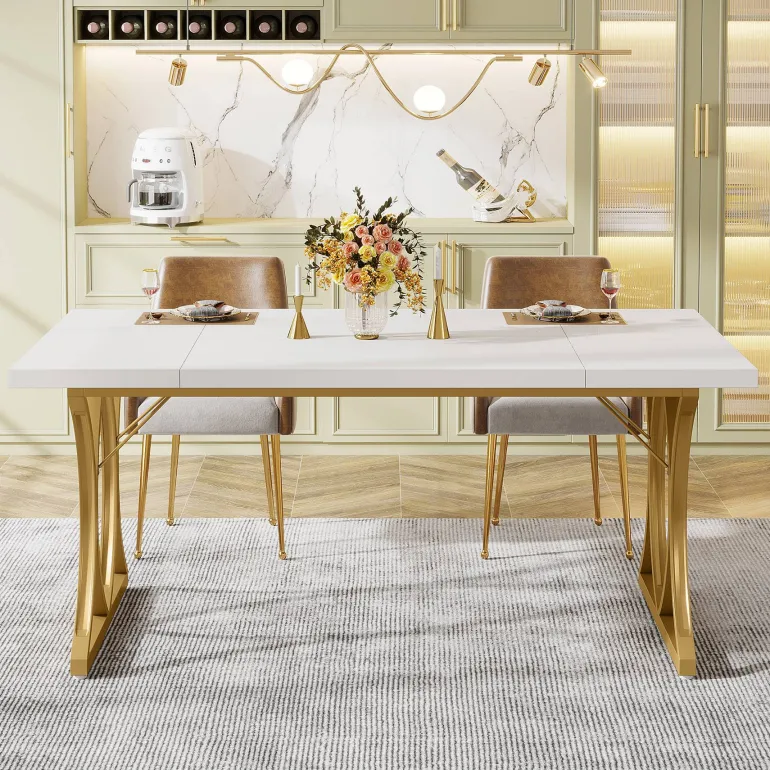 Best Sale Tribesigns Modern Dining Table, Rectangle Kitchen Table Dinner Table for 6 People