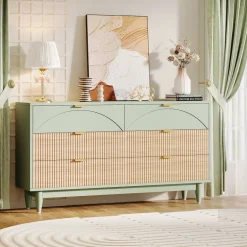 Clearance Tribesigns Modern 6-Drawer Dresser, 55 Inches Storage Chest of Drawers
