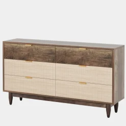 Clearance Tribesigns Modern 6-Drawer Dresser, 55 Inches Storage Chest of Drawers