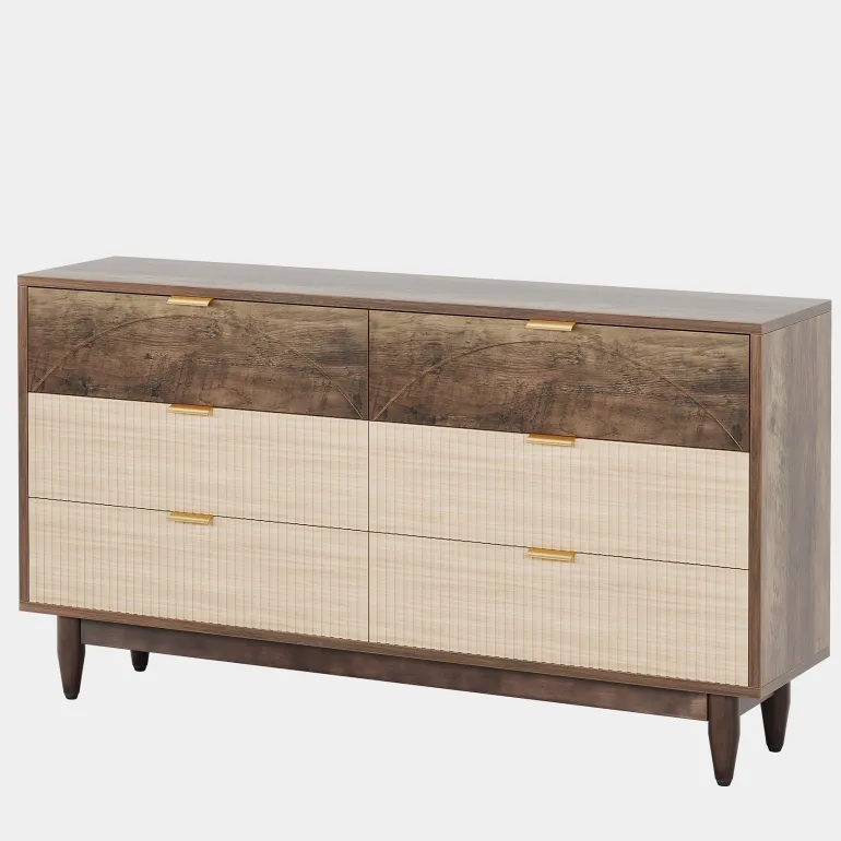 Clearance Tribesigns Modern 6-Drawer Dresser, 55 Inches Storage Chest of Drawers