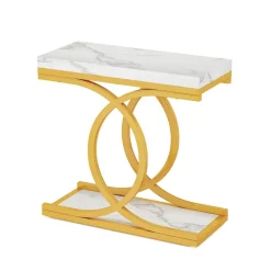 Cheap Tribesigns Modern End Table, Faux Marble Side Table Bedside Accent Table