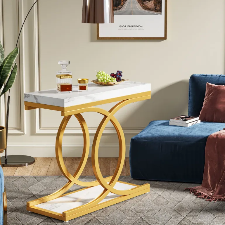 Cheap Tribesigns Modern End Table, Faux Marble Side Table Bedside Accent Table