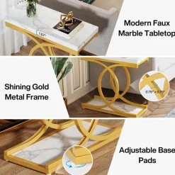 Cheap Tribesigns Modern End Table, Faux Marble Side Table Bedside Accent Table
