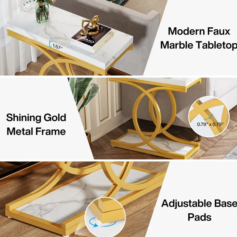 Cheap Tribesigns Modern End Table, Faux Marble Side Table Bedside Accent Table