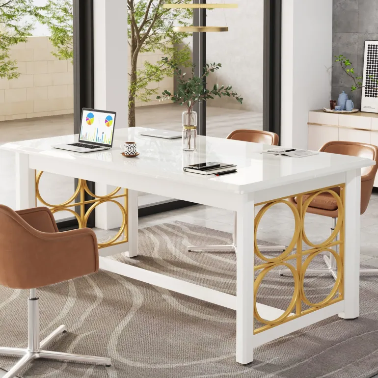 Fashion Tribesigns Modern Executive Desk, 63" Computer Desk Conference Table