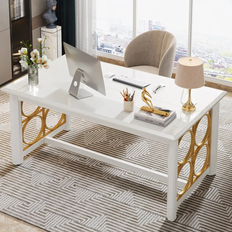 Fashion Tribesigns Modern Executive Desk, 63" Computer Desk Conference Table