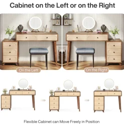 Shop Tribesigns Modern Makeup Vanity Table, Dressing Table Set with 5 Drawers (Without Mirror & Stool)