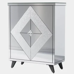 New Tribesigns Modern Shoe Cabinet Entryway Shoe Organizer with Mirrored Doors