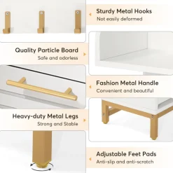 Cheap Tribesigns Modern Shoe Cabinet with Wall Mounted Coat Rack & Flip Drawer