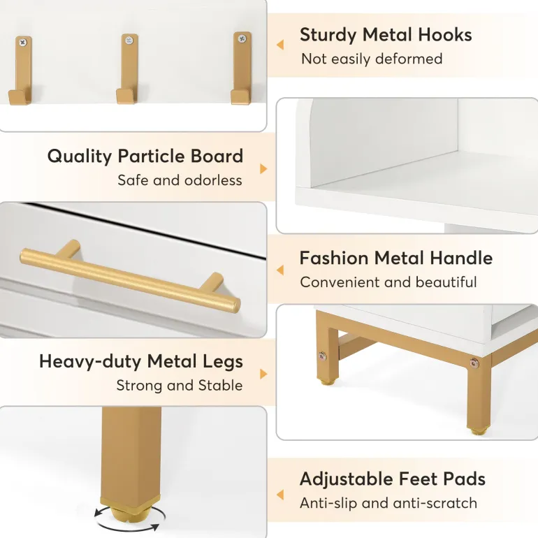 Cheap Tribesigns Modern Shoe Cabinet with Wall Mounted Coat Rack & Flip Drawer